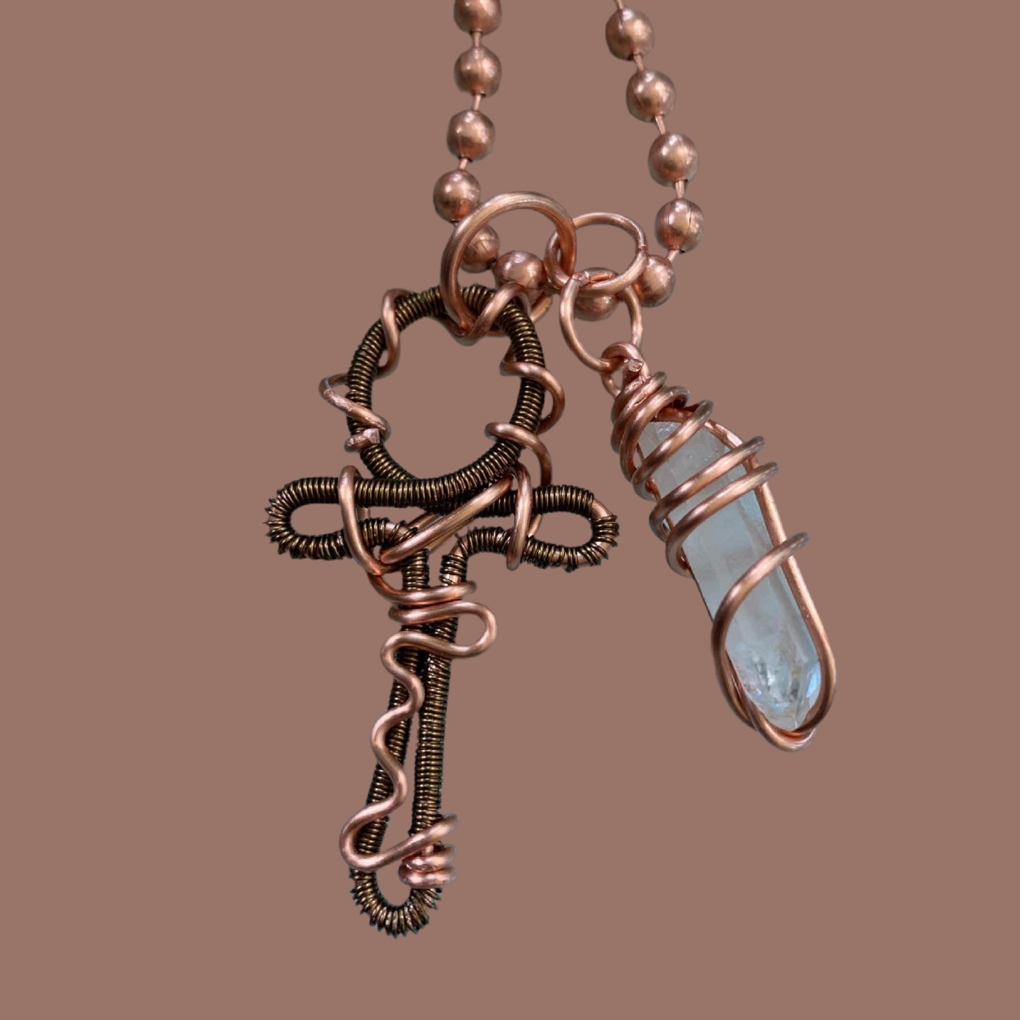 Antique Ankh & Quartz Chain