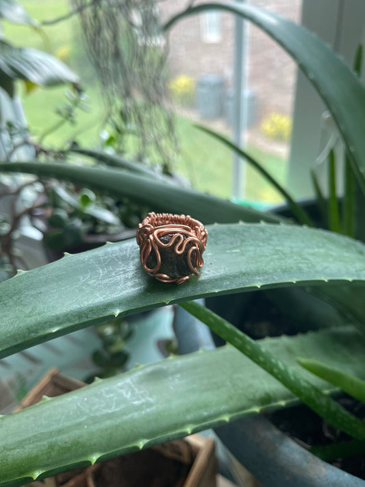 Moldavite Royalty Ring