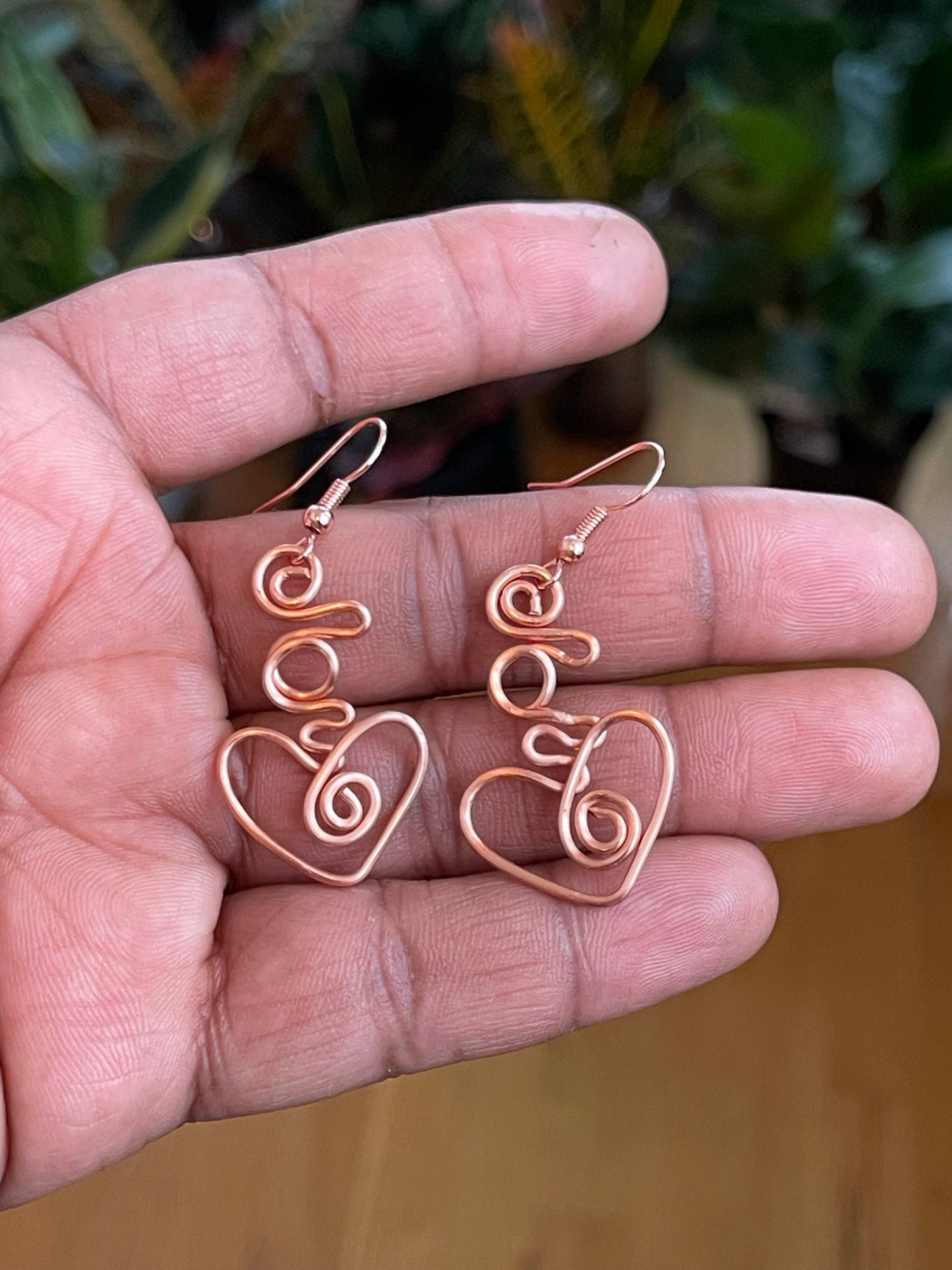 Copper Heart Earrings