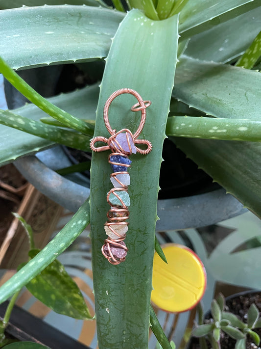 Mini 7 Chakra Ankh pendant