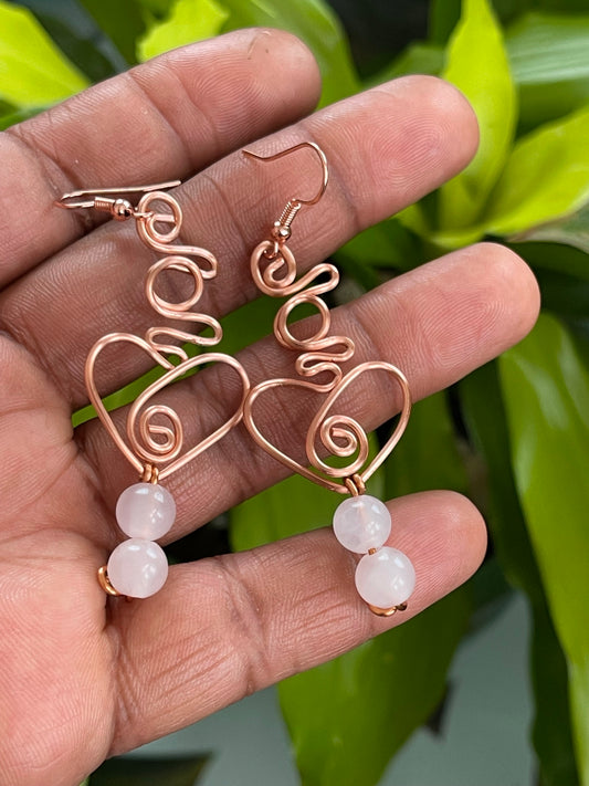 Rose Quartz Heart Earrings