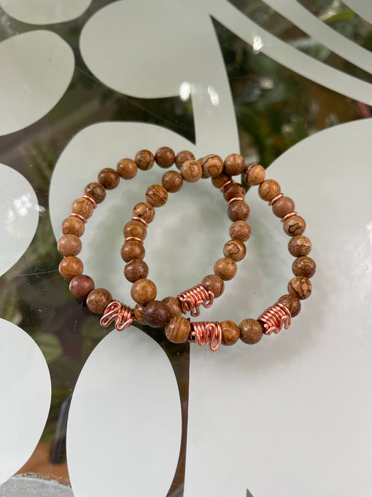 Wood Jasper Beaded Bracelet